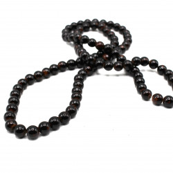 Obsidyen Taşı Boncuk Yuvarlak Model 18