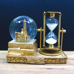 Kum Saati ve Kar Küresi Antik Altın 15 cm
