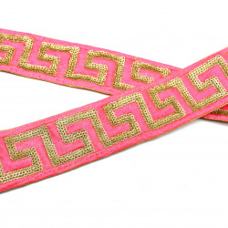 Hint İşi Şerit Etnik Motif Pembe