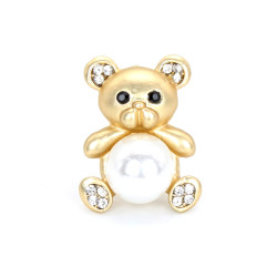 Kristal Taşlı ve İncili Panda Broş